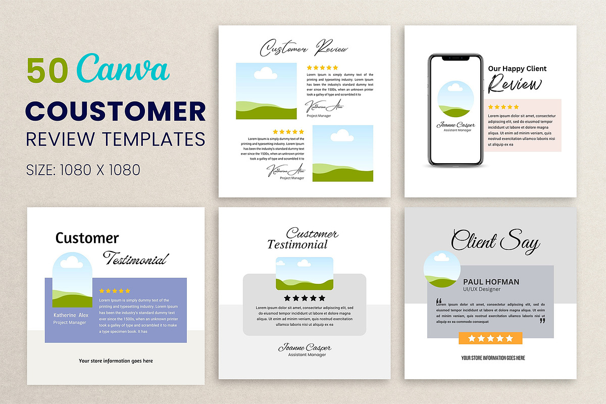 Canva Frame Customer Review Template, a Product Mockup by Waliullah Solutions (Photo 1 of 5)