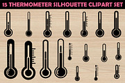 15 Thermometer Silhouette Clipart Se, an Illustration by Artivon (Thumbnail 1 of 4)