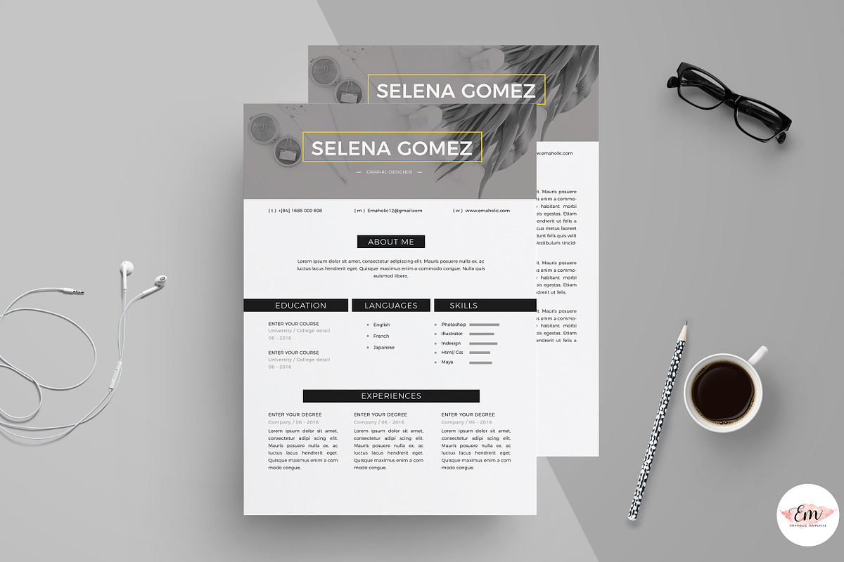Modern 1 Page Resume Template, a Resume Template by Emaholic Template (Photo 2 of 5)