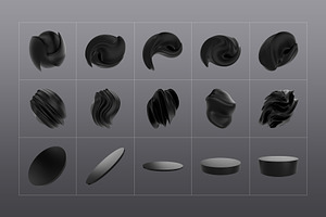 3D Black Shapes - 120 Illustrations