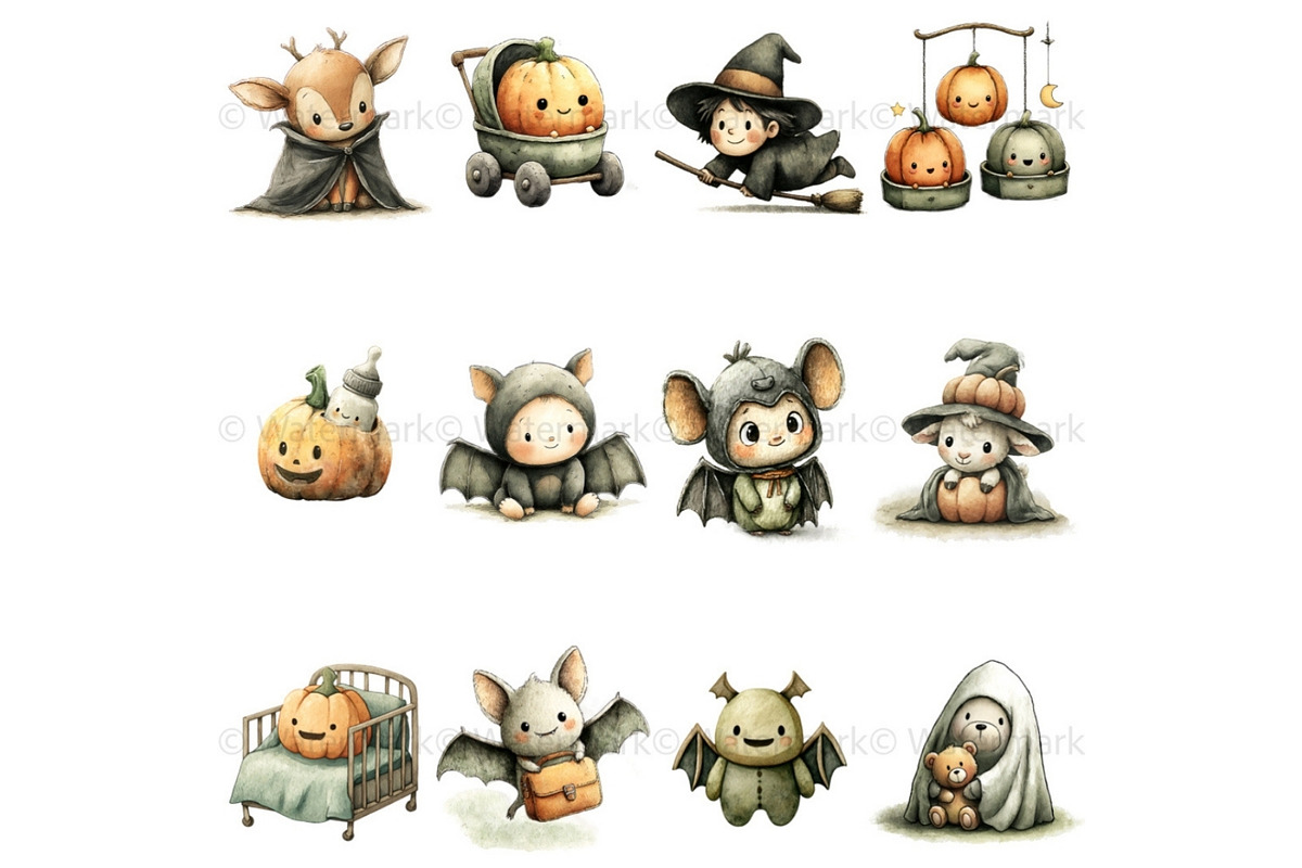 Halloween Baby Shower PNG & Patterns, a Seasonal Illustration by Nicole Branger Art (Photo 11 of 23)