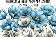 Whimsical Blue Flowers Spring Clipar, an Illustration by CraftArtStudio (Thumbnail 1 of 6)