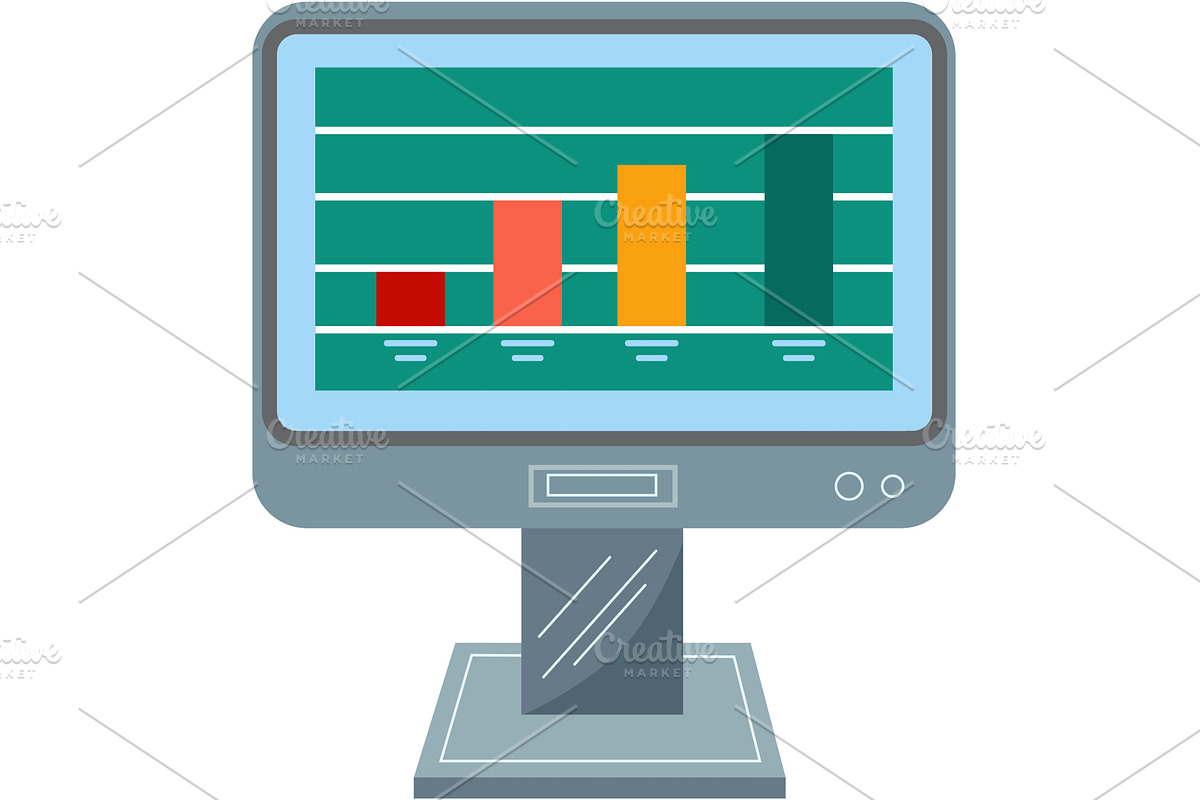 Computer with graph chart statistic, a Technology Illustration by vectorpointstudio