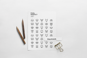 Dog Breeds 20 Thin Line Icons Set