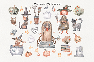 37 Halloween Watercolour Clipart