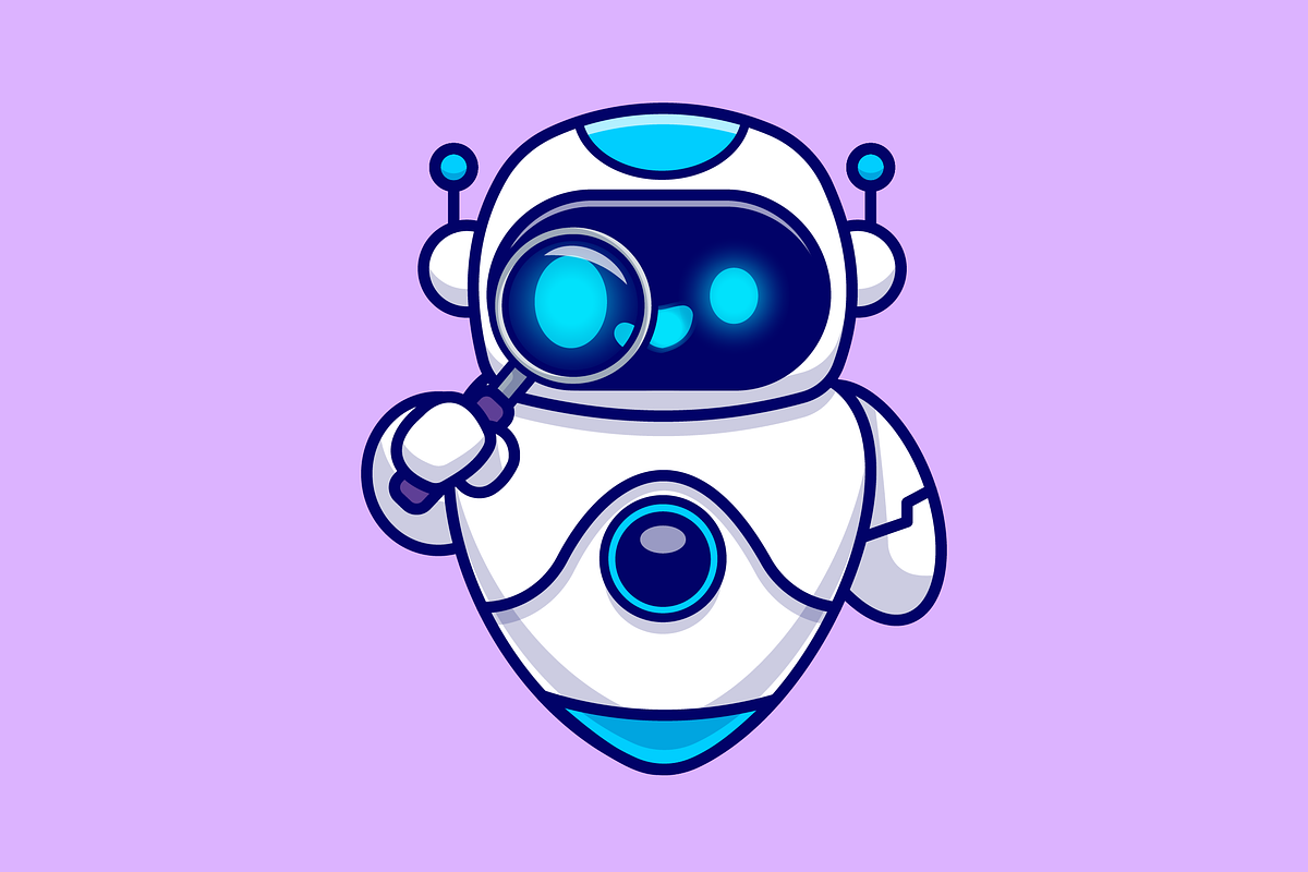 Cute Robot Holding Magnifying Glass, a Technology Illustration by Catalyst Labs (Photo 3 of 3)