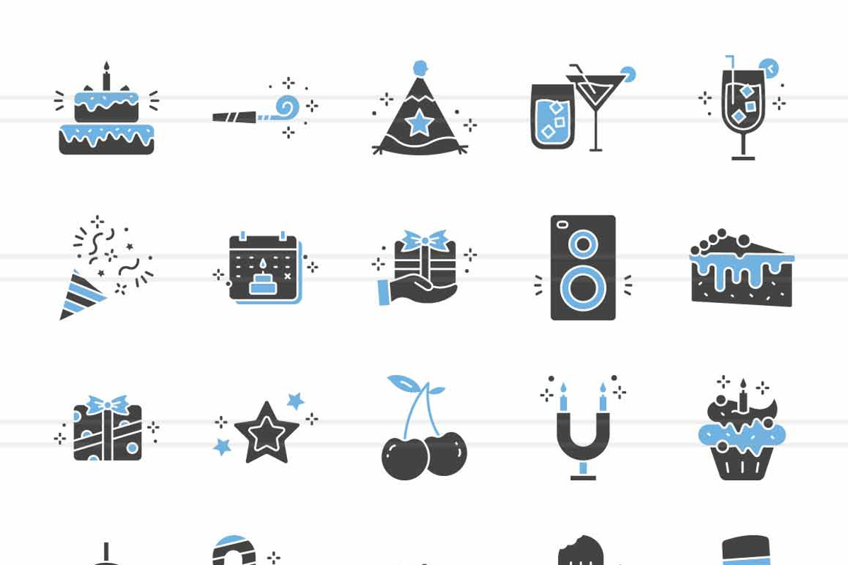 Birthday Blue & Black Icons, an Icon by IconBunny (Photo 2 of 2)