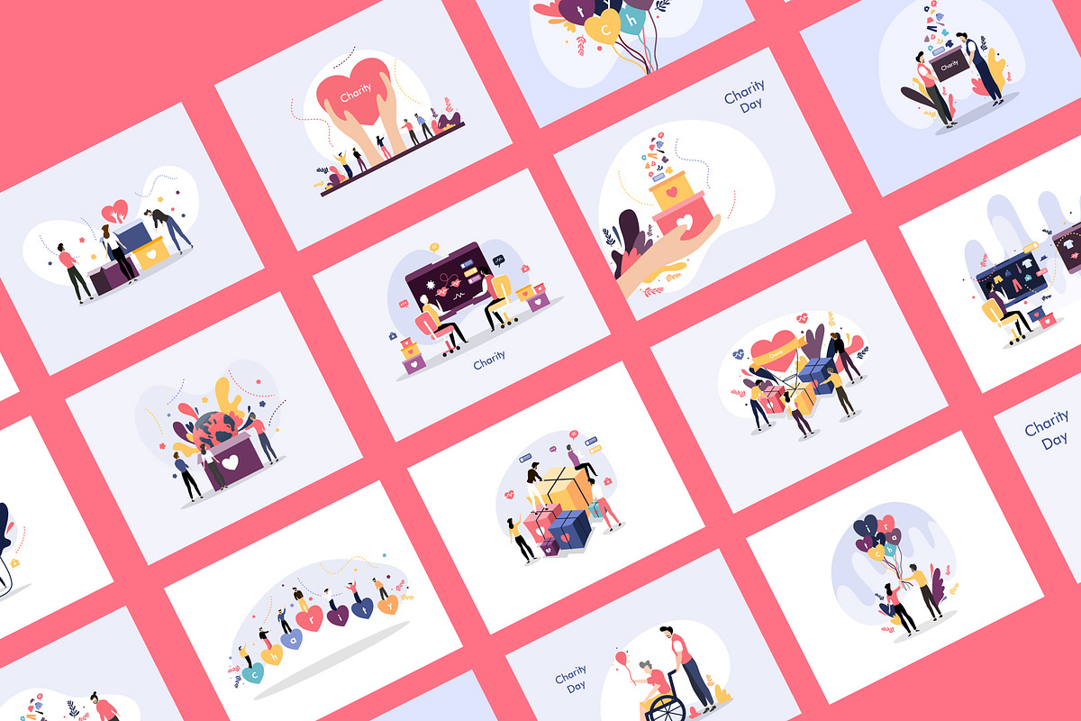 Charity illustration vector bundle, a Person Illustration by foxndeer (Photo 2 of 4)