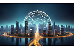 A futuristic cityscape with a, an Architecture Photo by Igor Tichonow