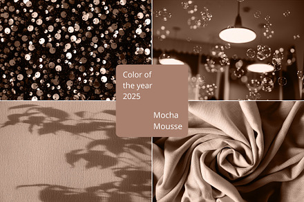 Trendy color of year 2025 - Mocha Mousse. Trendy color palette s
