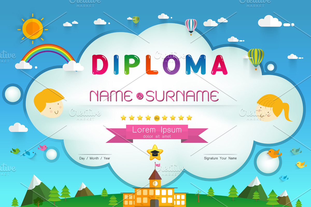 Certificate kids diploma, a Templates & Theme by essense