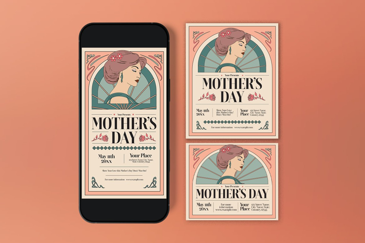 Pink Cream Mothers Day Flyer Set, a Flyer Template by graphicook (Photo 3 of 3)