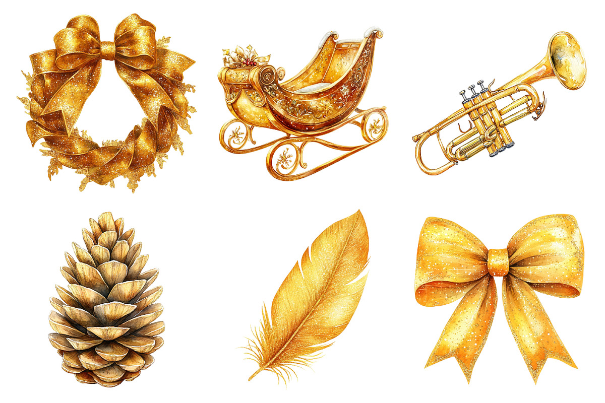 Gold Sparkle Christmas Clipart, an Illustration by Daily.Designs (Photo 2 of 5)