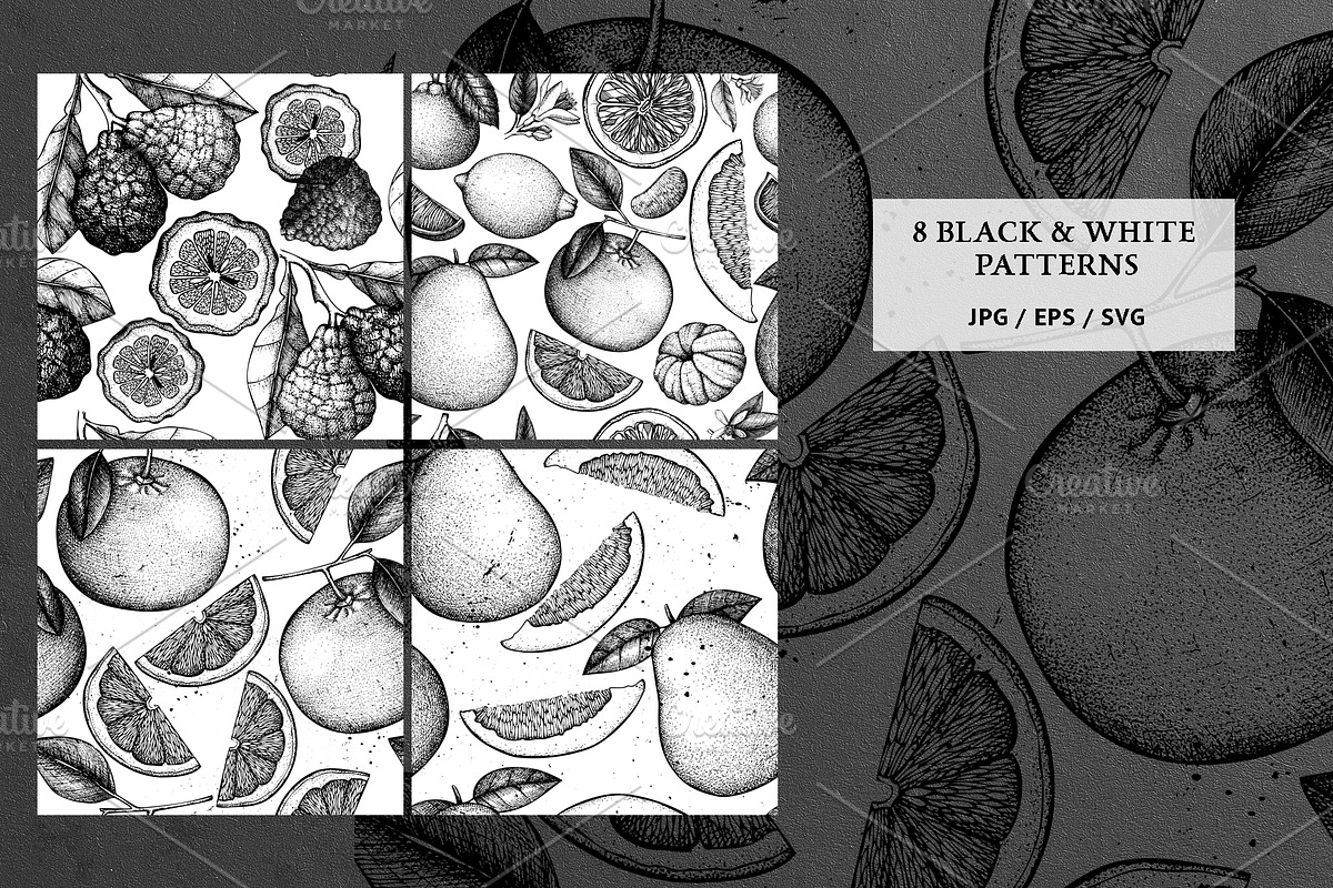 Citrus Mix - Seamless Patterns Set, a Pattern Graphic by Yevheniia