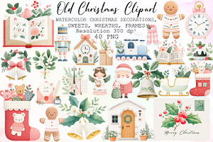 Vintage Old Christmas Clipart Bundle, an Illustration by Sublimation Artist