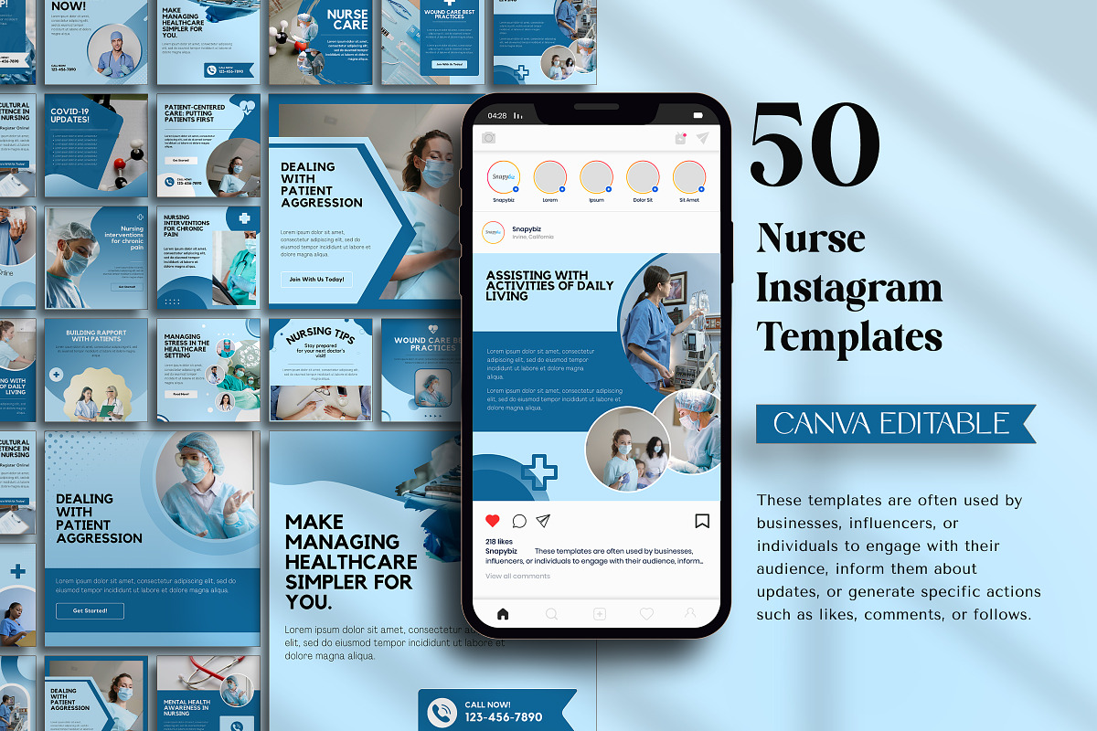 Nurse Instagram Canva Post Templates, a Social Media Template by Snapybiz (Photo 8 of 10)