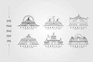 set of circus tent line art logo, a Branding & Logo Template by lawoel