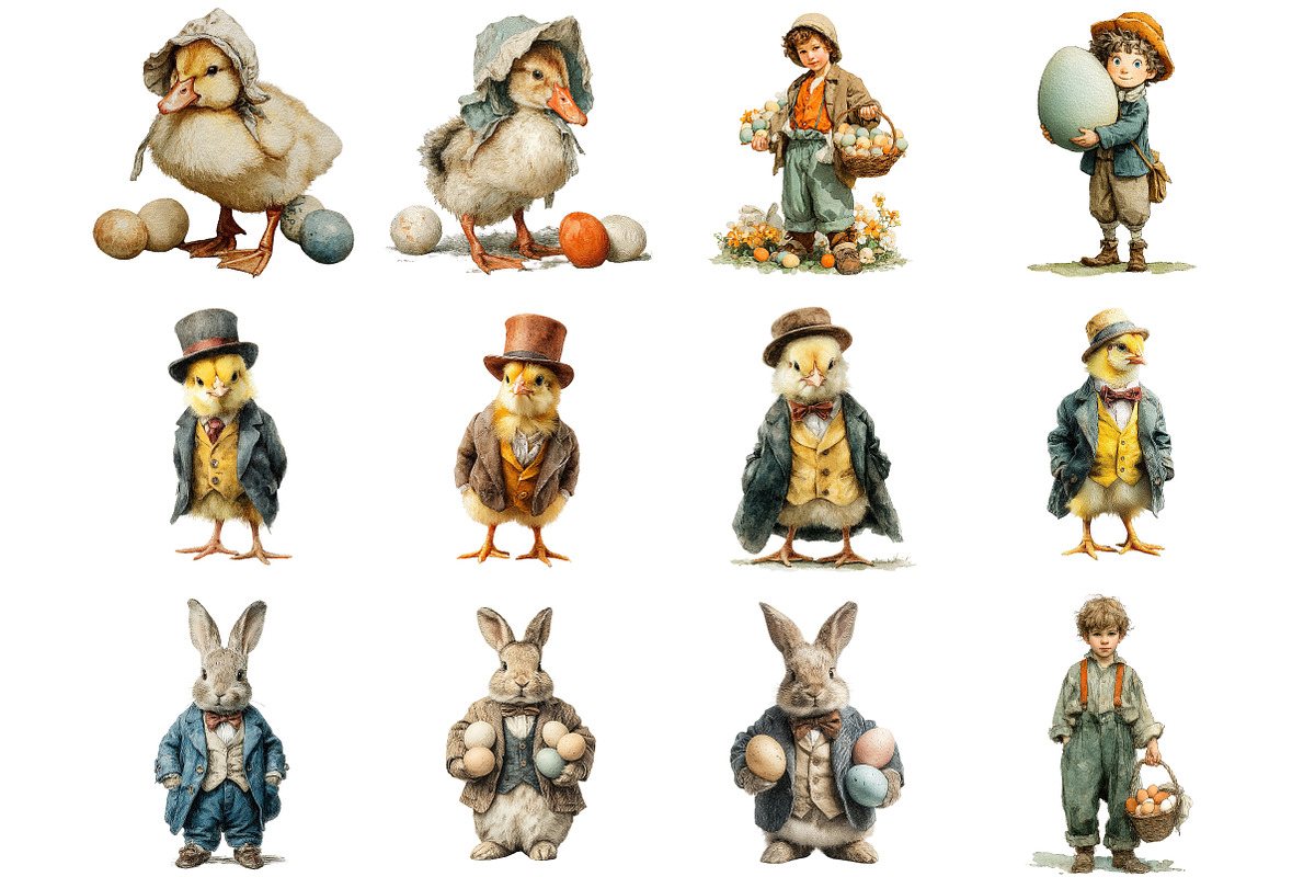 Vintage Easter Fussy Cuts Clipart, an Illustration by DreamArtGraphic (Photo 4 of 4)