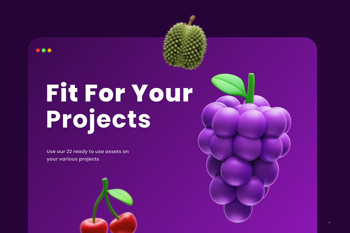 Fresh Fruits 3D Icons, an Object 3D Model by Azam Creative (Photo 4 of 5)