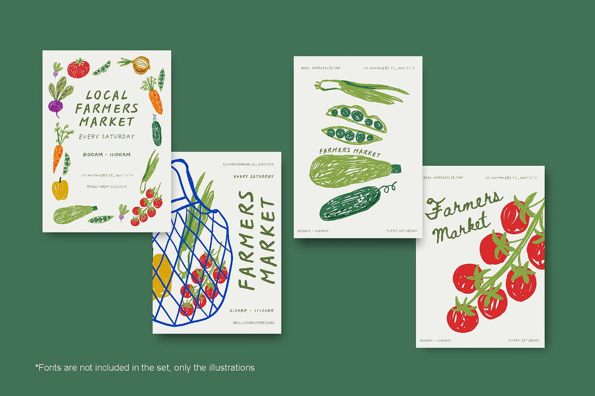 Farmers Market Hand Drawn Clipart, a Food Illustration by Barkova Nadya (Photo 5 of 7)