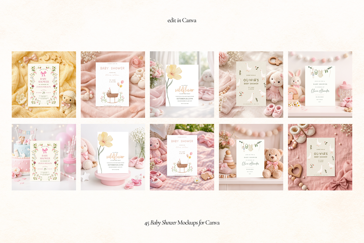 Baby Shower Invitation Mockups Canva, an Advertising Mockup by Matisse Studio (Photo 5 of 9)