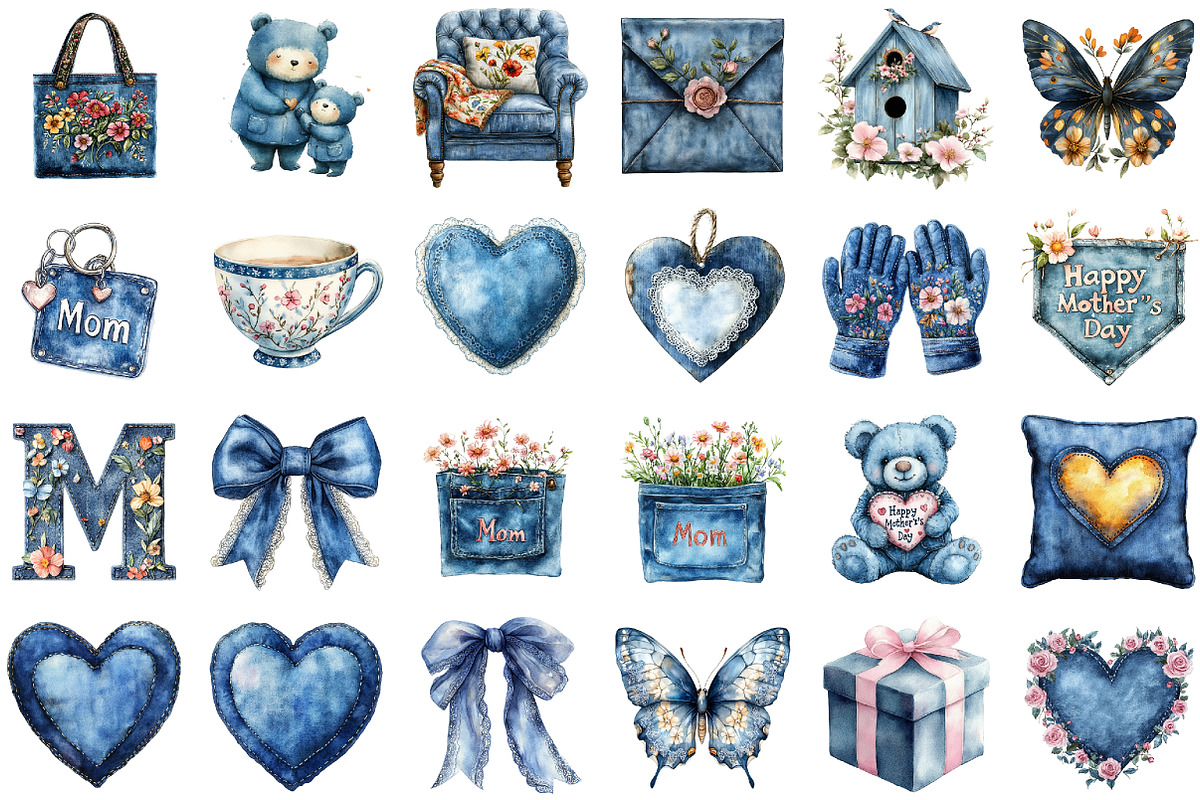 Demin Mothers Day Clipart, an Illustration by Sublimation Artist (Photo 2 of 6)