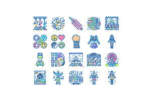 rave retro party music icons hand, an Object Illustration by pikepicture