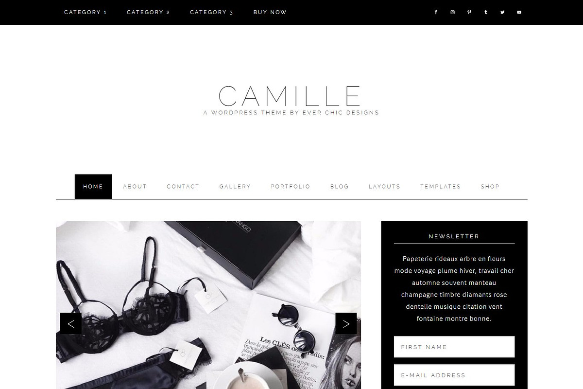 Camille Feminine Wordpress Theme, a WordPress Template by The Reverie Collective (Photo 1 of 3)