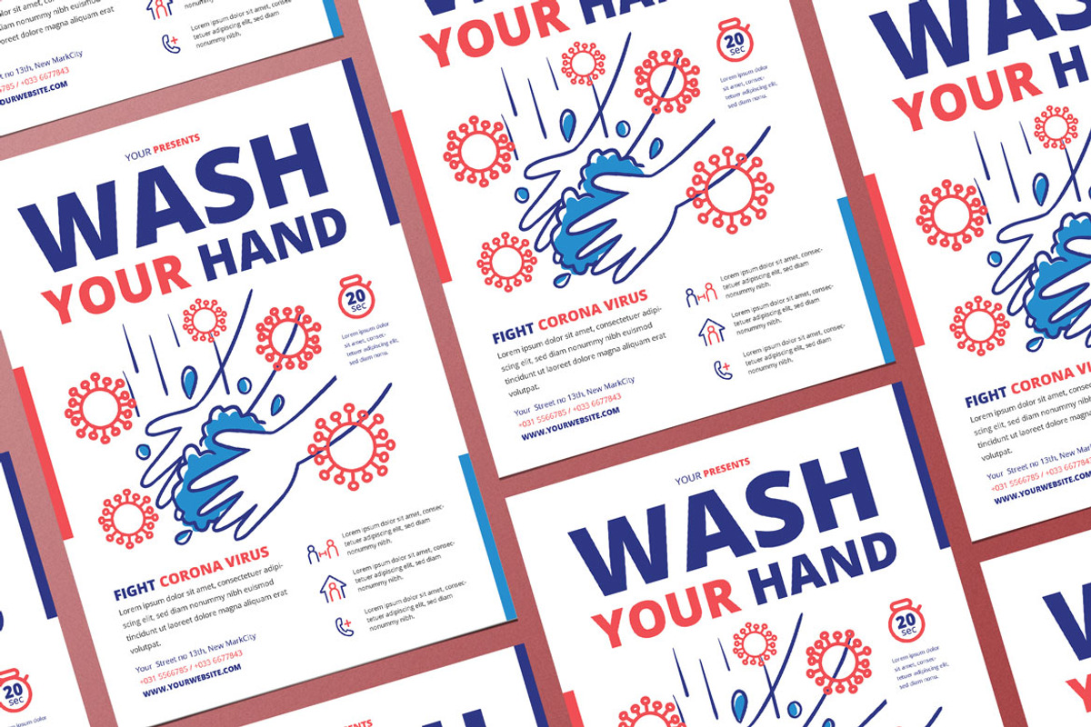 Wash Your Hand, a Flyer Template by Aiyari Graphic