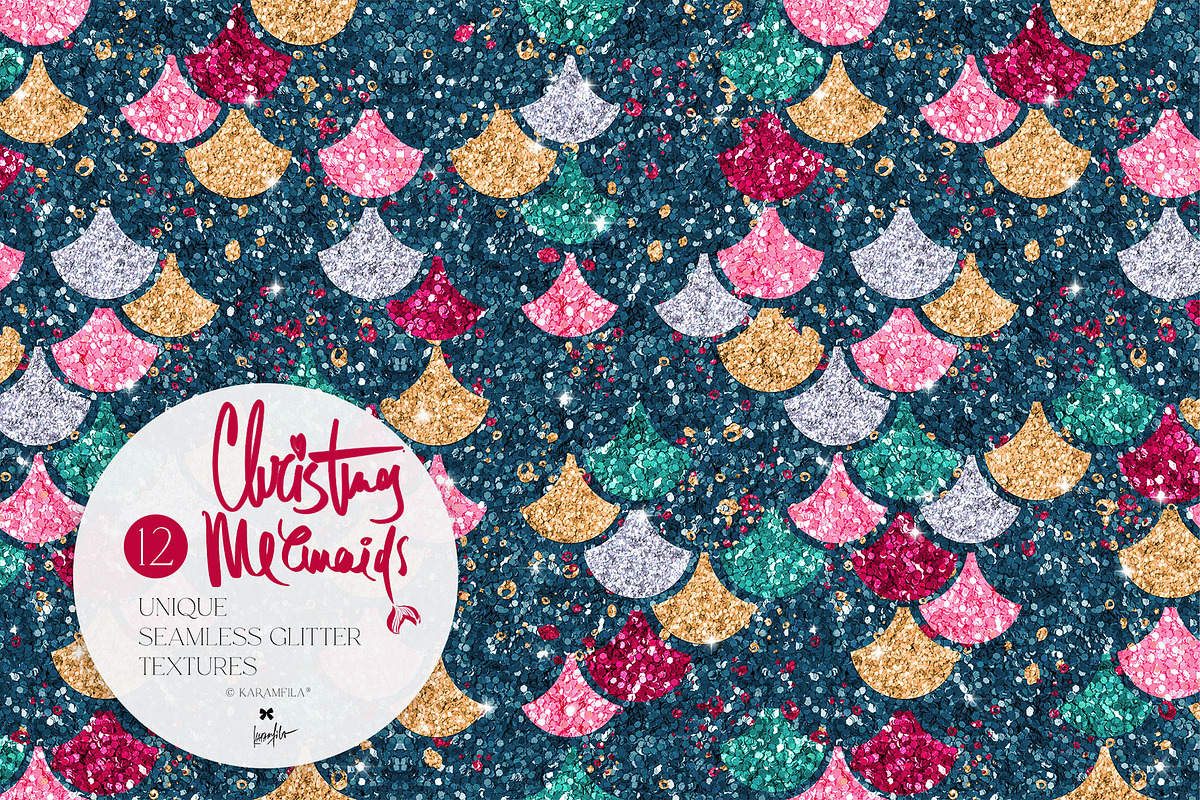 Mermaid Glitter Textures, a Pattern Graphic by KaramfilaS (Photo 2 of 15)