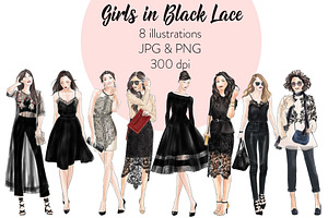 Girls In Black Lace - Light Skin