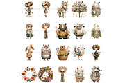 Floral Nursery Animals Clipart, a Decorative Illustration by Nicole Branger Art (Thumbnail 7 of 19)