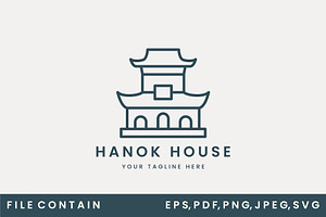 hanok house minimalist line art logo, a Branding & Logo Template by SD 22