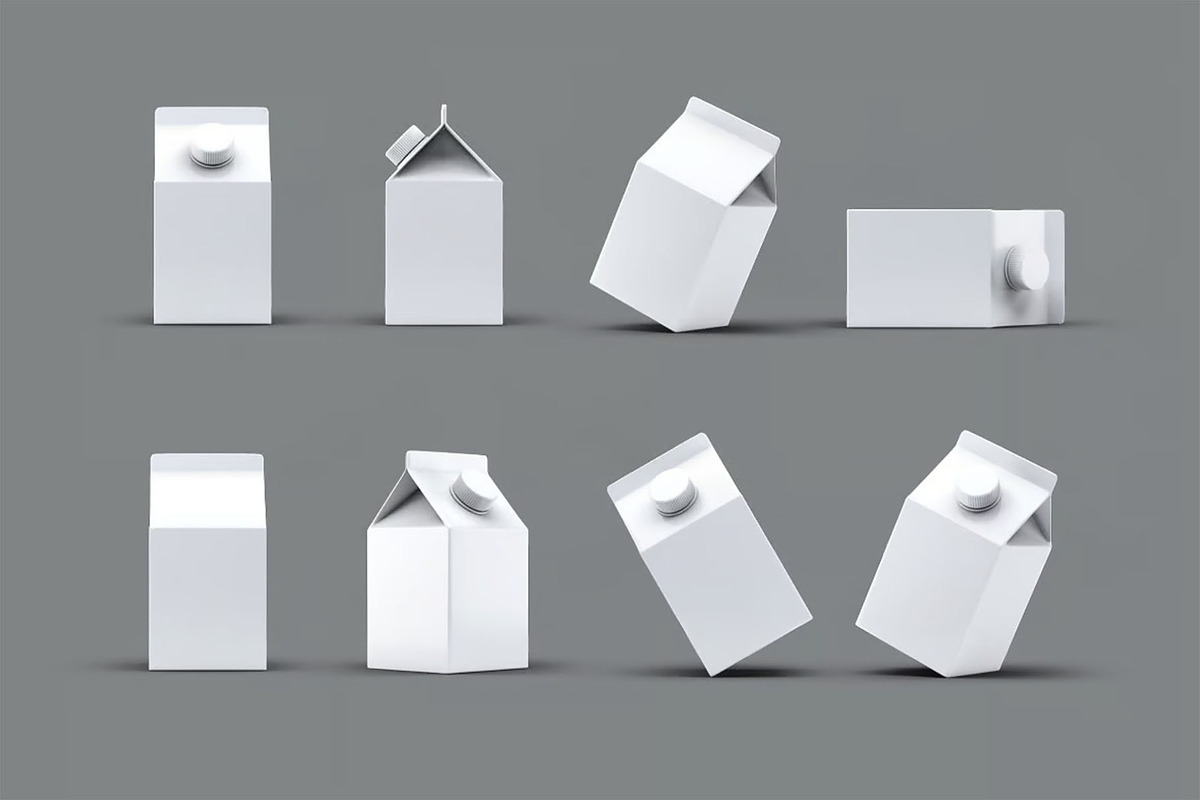 4 Types Milk/Juice Cartons Mockup, a Packaging Mockup by Hubzway (Photo 7 of 13)