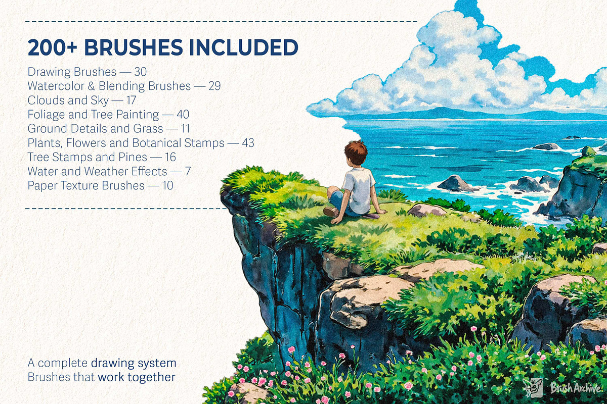Ghibli-Inspired Procreate Brushes, a Brush Add-On by BrushArchive (Photo 2 of 19)