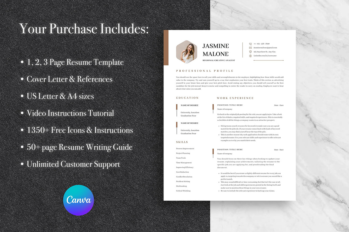 Modern Business CV Template | Canva, a Resume Template by Lux Resume (Photo 8 of 9)