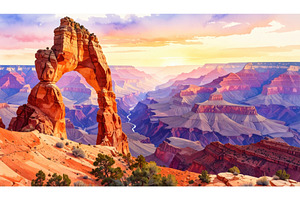 A majestic canyon scene at sunrise, an Arts & Entertainment Photo by Igor Tichonow
