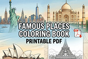 Famous Places Coloring Printable PDF, an Object Graphic by Image for Sale (Thumbnail 1 of 3)