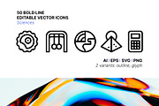 50 Sciences Icons, an Outline Icon by Side Project (Thumbnail 1 of 8)