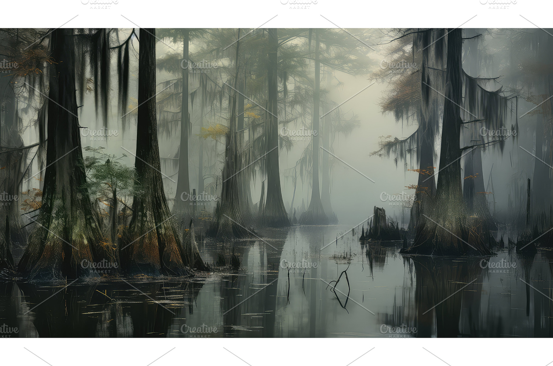 water cypress swamp landscape ai, a Background Photo by pikepicture