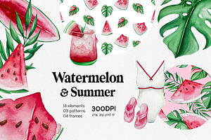 Watercolor - Watermelon Tropical