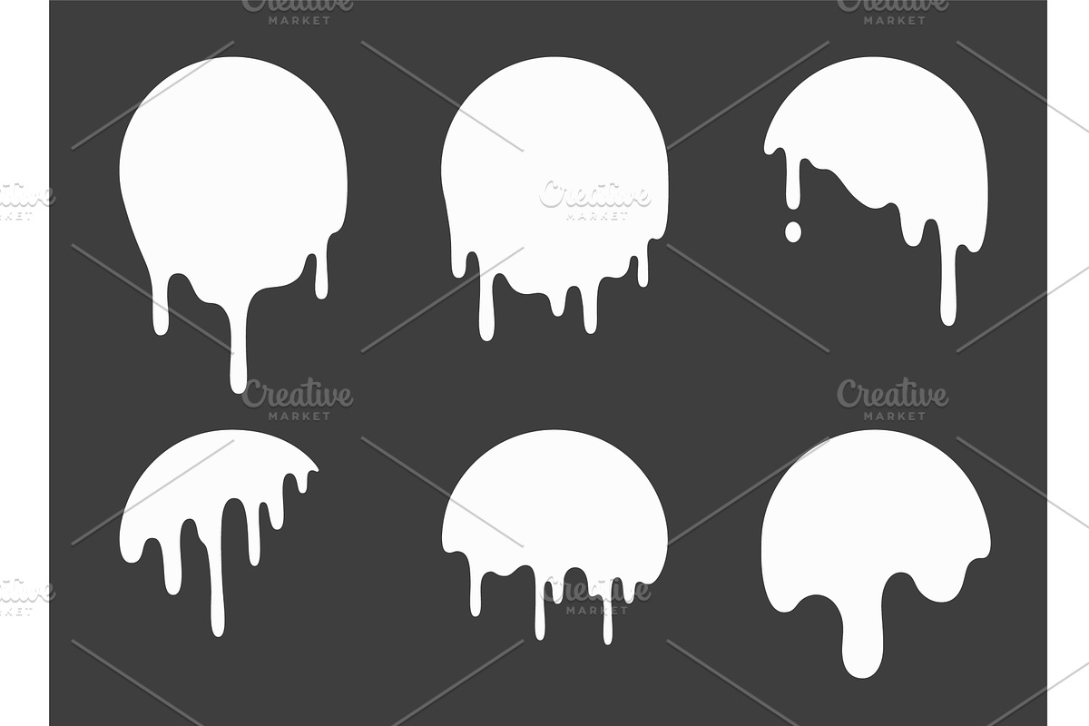 Dripping white circles set isolated, an Illustration by art PVP - market