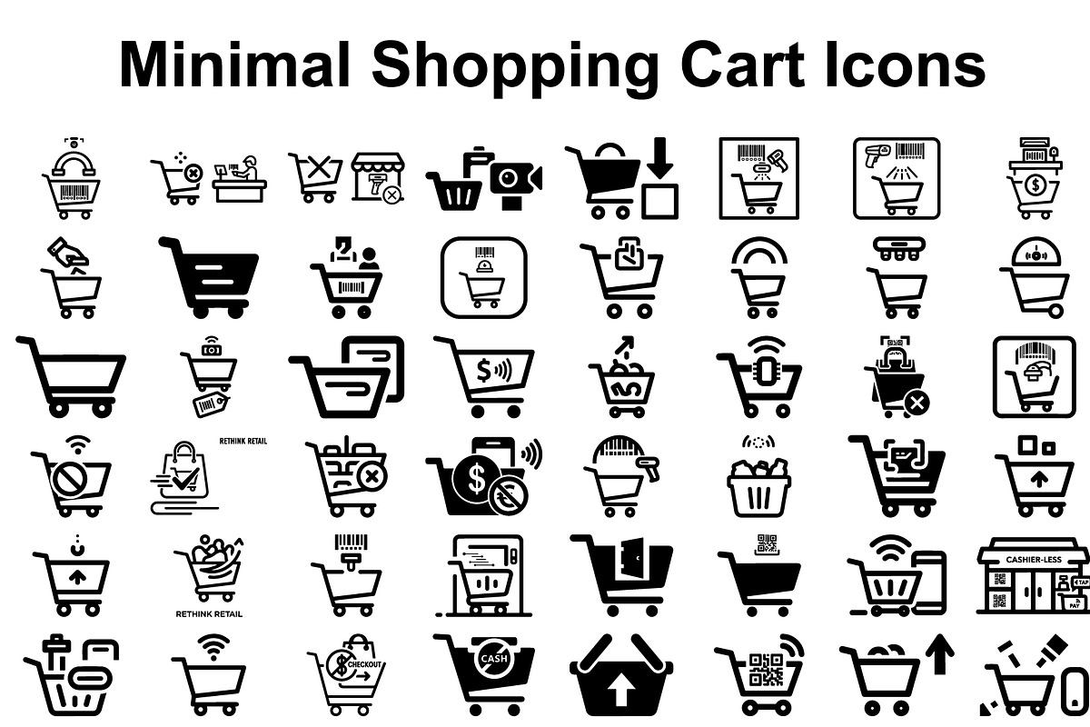 Minimal Shopping Cart Icons, an Icon by hafijul (Photo 1 of 14)