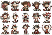 Whimsical Valentine's Cow Clipart, an Illustration by OK Design (Thumbnail 3 of 6)
