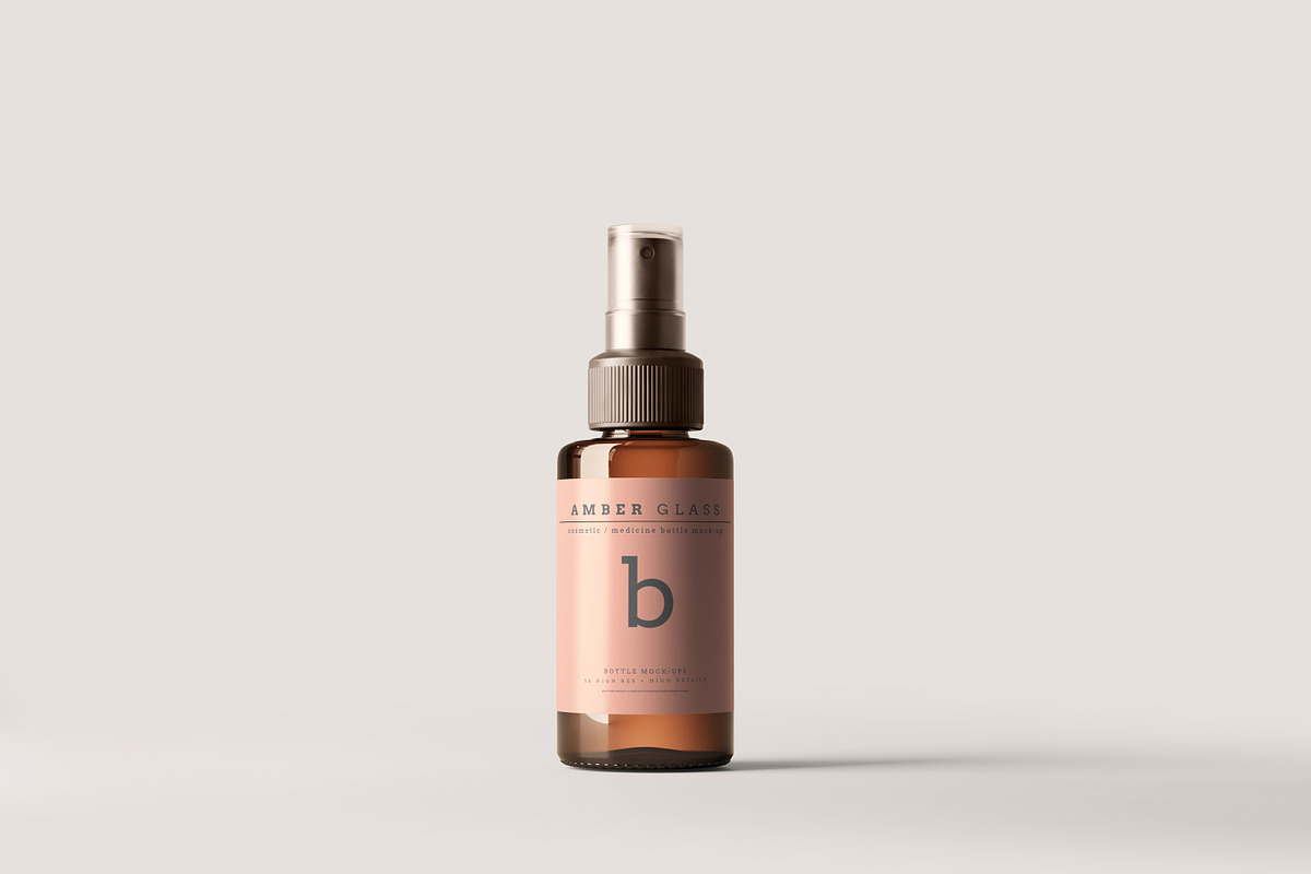 Amber Glass Spray Bottles Mockups, a Cups & Container Mockup by pmvch (Photo 2 of 20)
