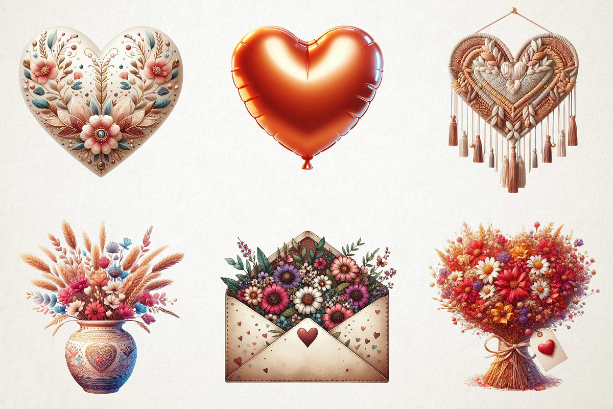Boho Valentine Clipart Bundle, an Illustration by RobertsArt (Photo 6 of 7)