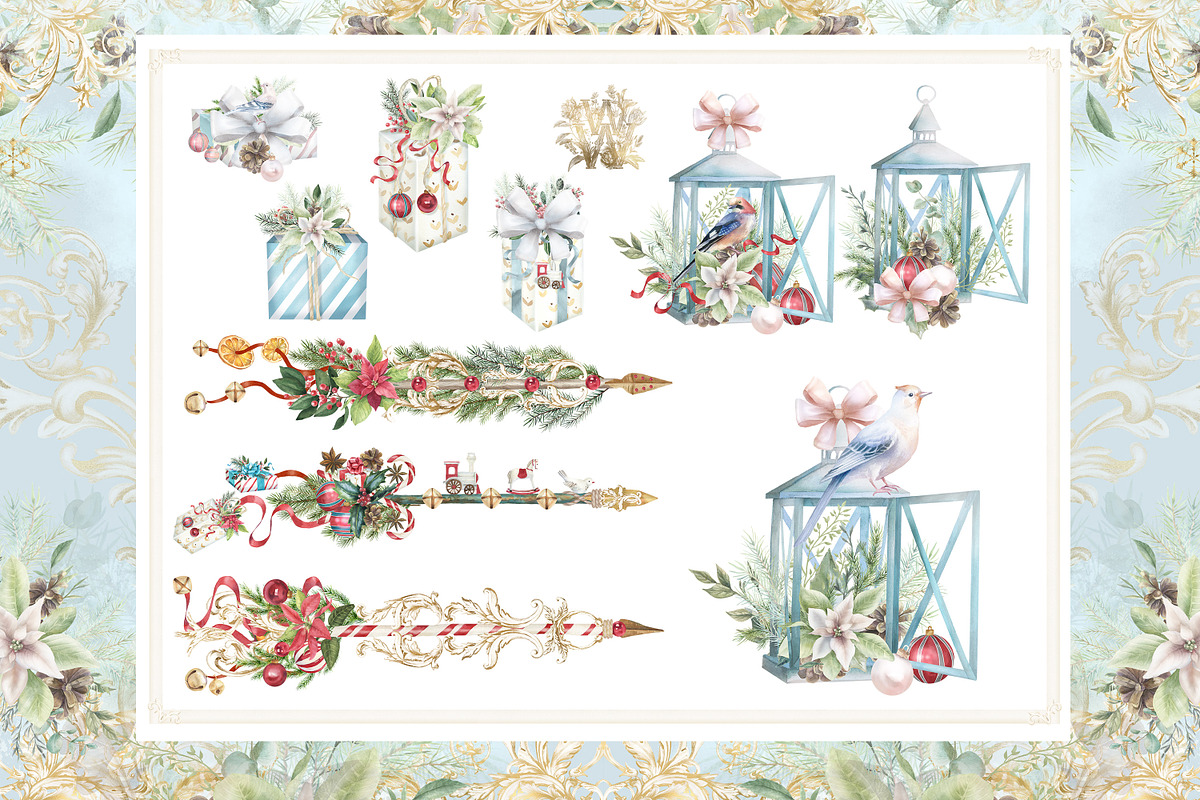 Watercolor Christmas ornament bundle, a Decorative Illustration by WonderWonder (Photo 3 of 20)