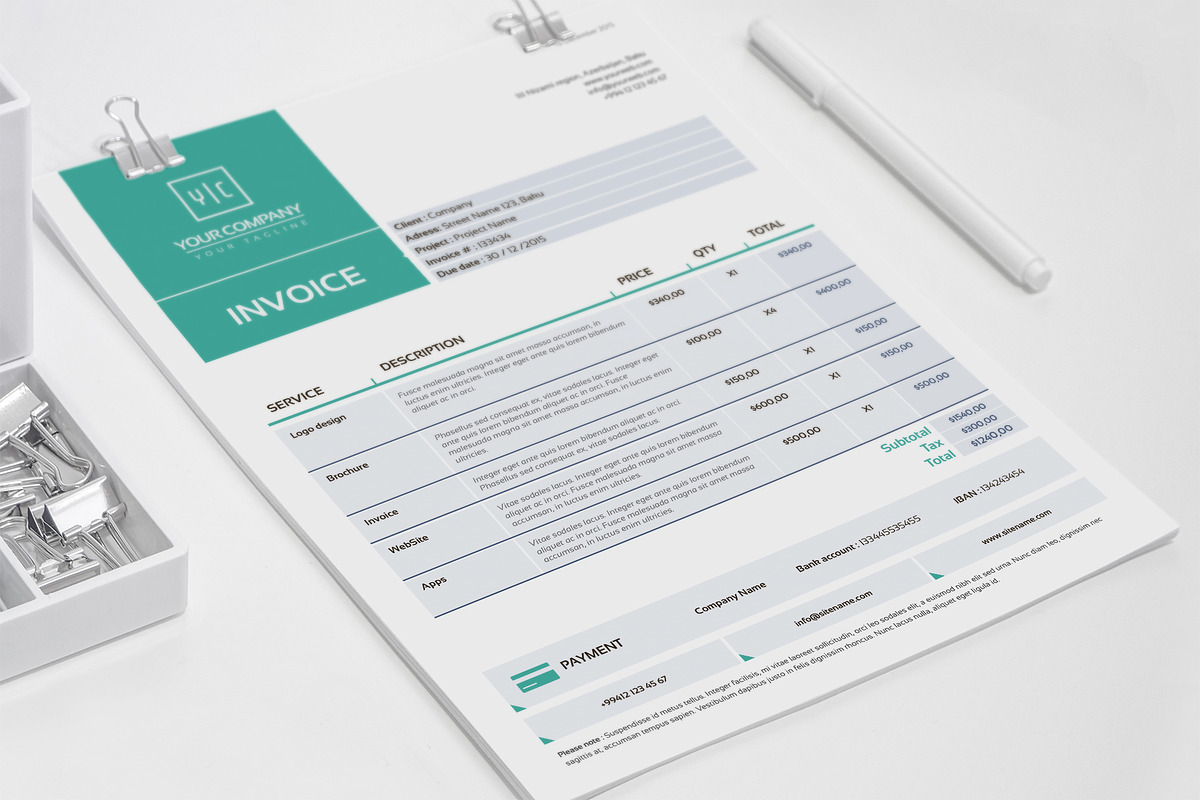 Clean Invoice Template, a Stationery Template by Propex (Photo 2 of 3)