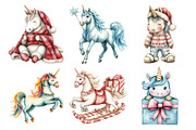 Cute Unicorn Christmas Clipart, an Illustration by Daily.Designs (Thumbnail 4 of 5)