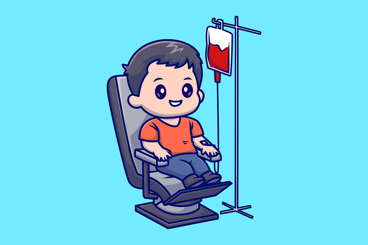 Cute Man Blood Transfusion Cartoon, a Person Illustration by Catalyst Labs